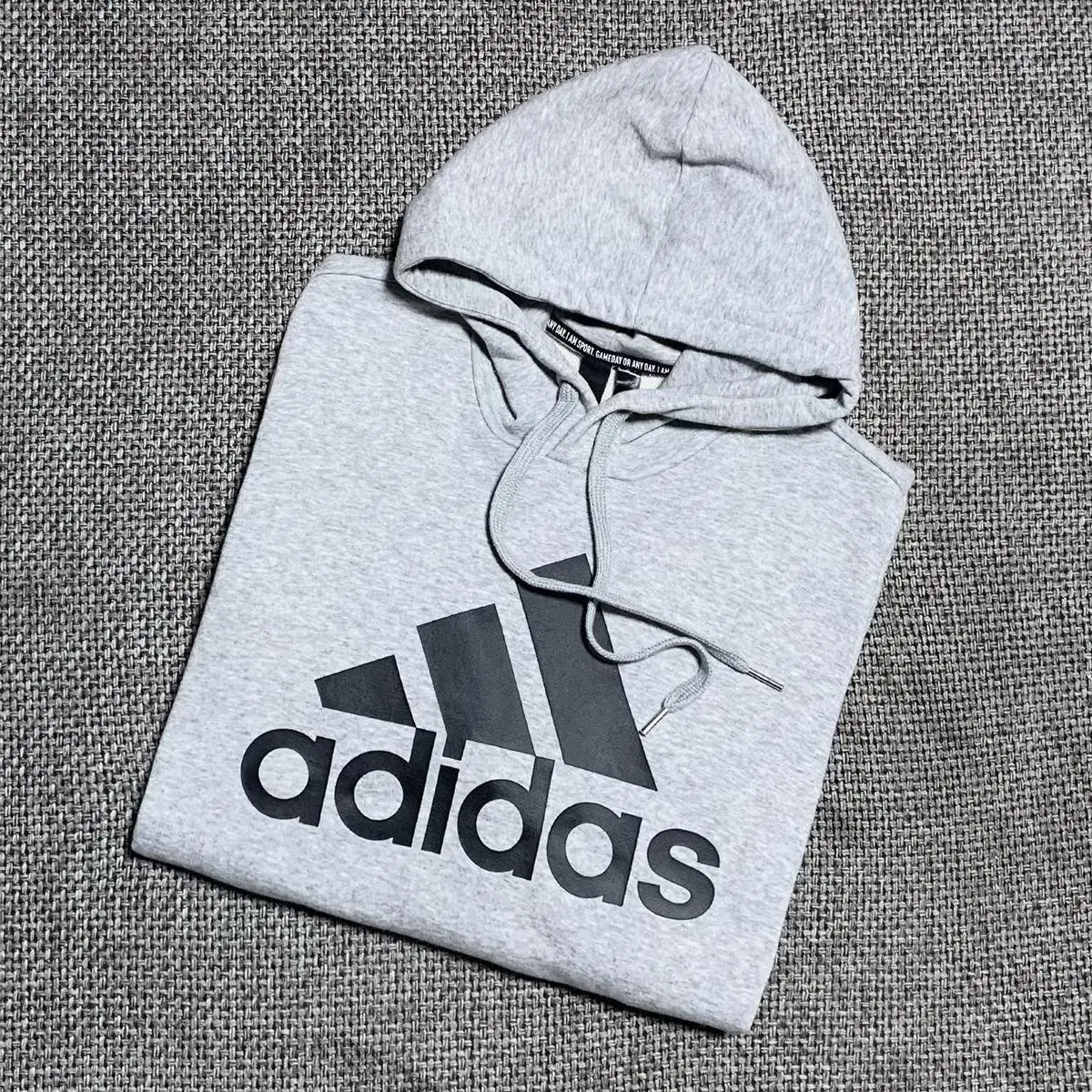 [ L ] adidas 아디다스 그레이 빅로고 후드티